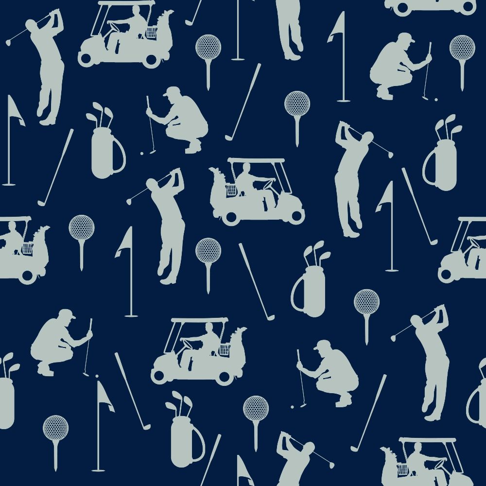 Navy Blue Golf Allover Minky Fabric