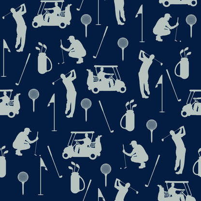 Navy Blue Golf Allover Minky Fabric