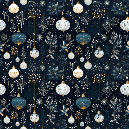 Navy and Cream Christmas Pattern 1 Quilting Cotton Fabric