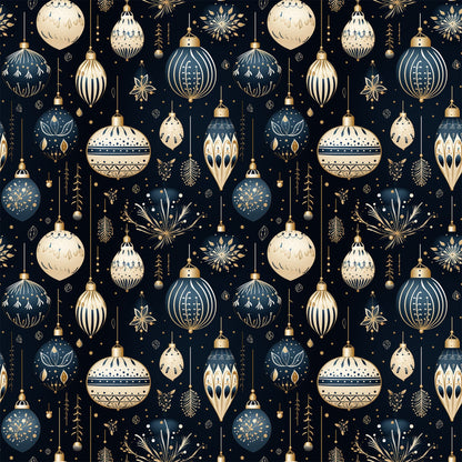 Navy and Cream Christmas Pattern 10 Quilting Cotton Fabric
