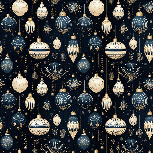 Navy and Cream Christmas Pattern 10 Quilting Cotton Fabric
