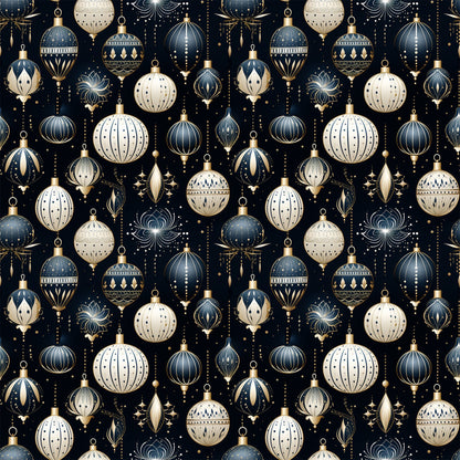 Navy and Cream Christmas Pattern 12 Quilting Cotton Fabric