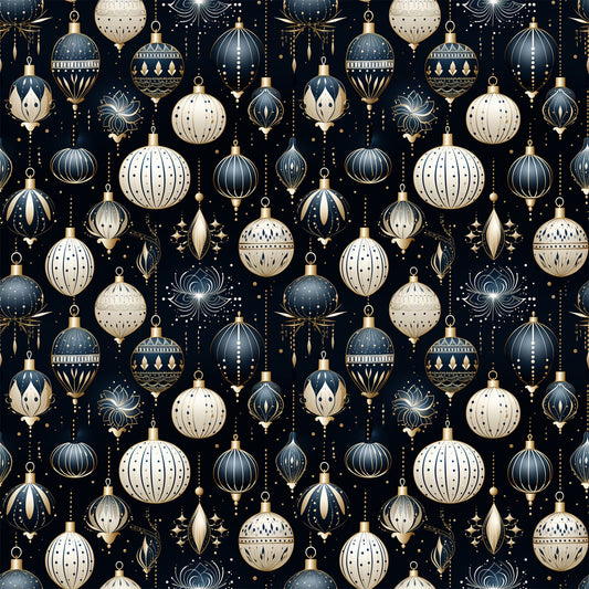 Navy and Cream Christmas Pattern 12 Quilting Cotton Fabric