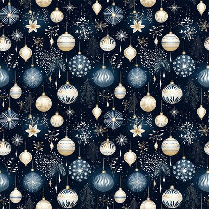 Navy and Cream Christmas Pattern 3 Quilting Cotton Fabric