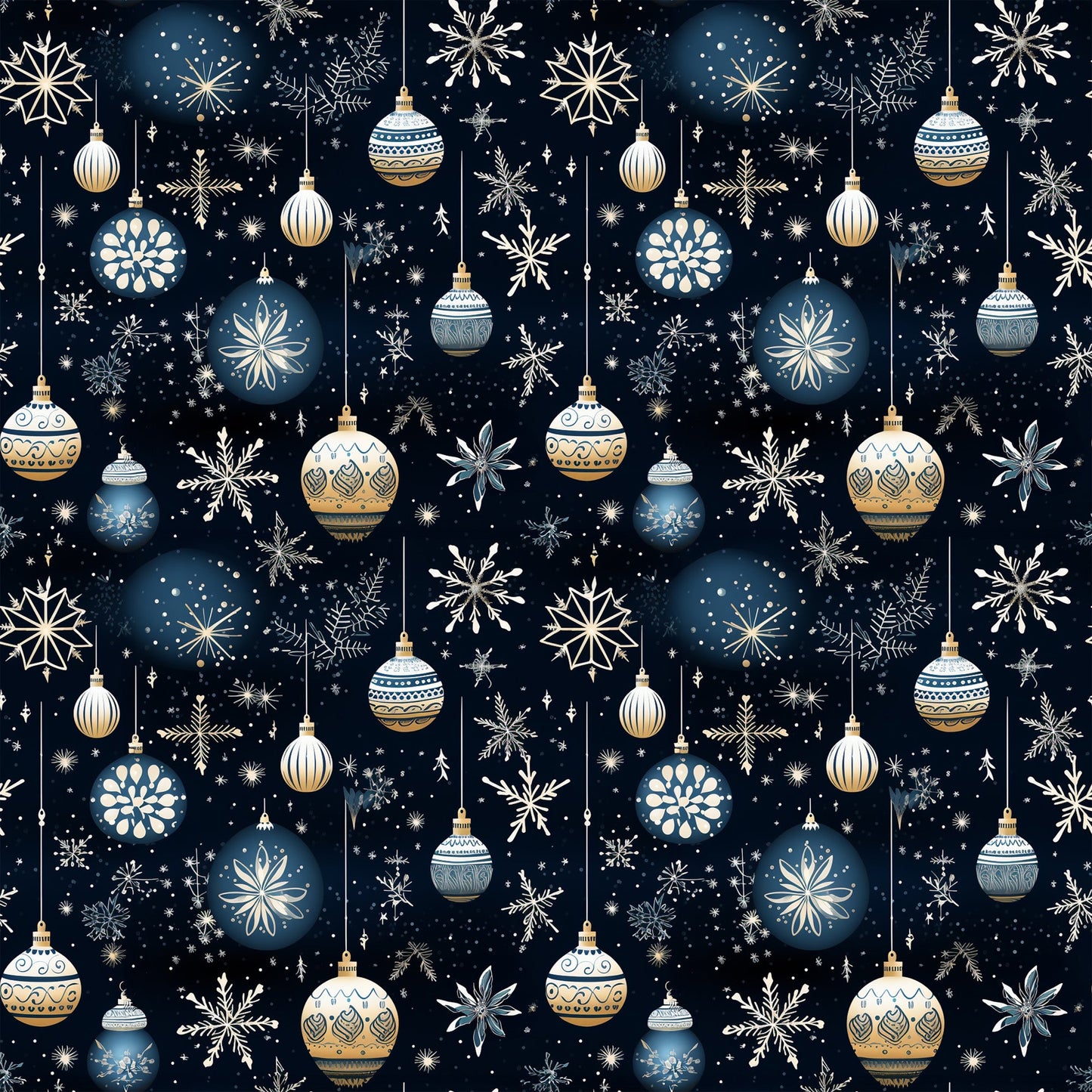Navy and Cream Christmas Pattern 4 Quilting Cotton Fabric