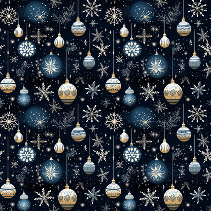 Navy and Cream Christmas Pattern 4 Quilting Cotton Fabric