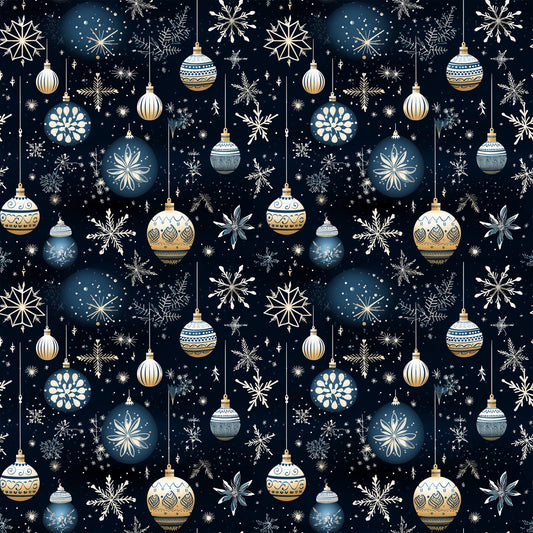 Navy and Cream Christmas Pattern 4 Quilting Cotton Fabric