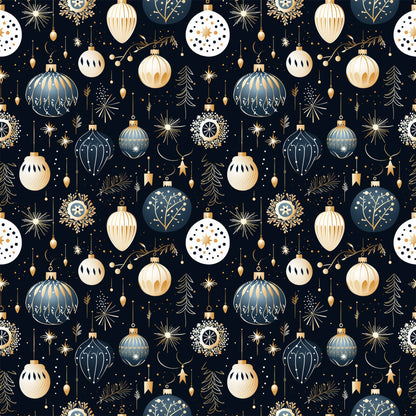 Navy and Cream Christmas Pattern 5 Quilting Cotton Fabric