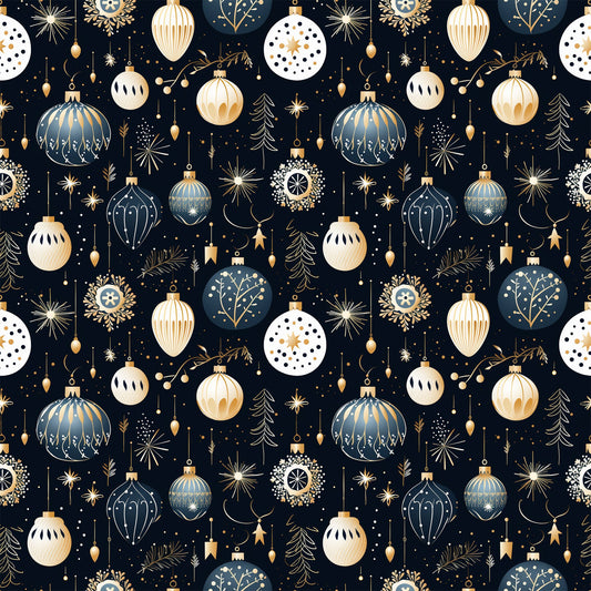 Navy and Cream Christmas Pattern 5 Quilting Cotton Fabric
