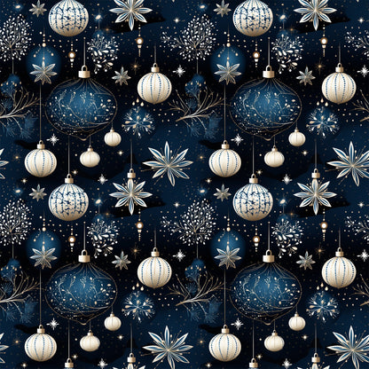 Navy and Cream Christmas Pattern 6 Quilting Cotton Fabric
