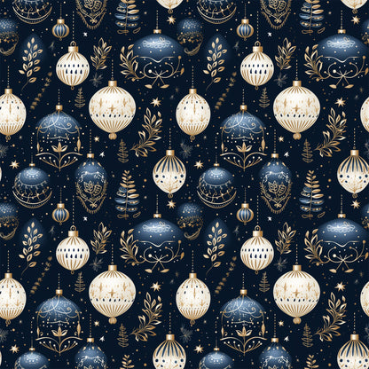 Navy and Cream Christmas Pattern 7 Quilting Cotton Fabric