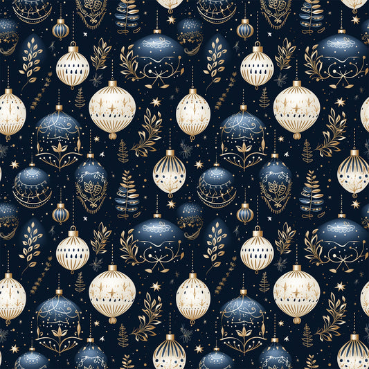 Navy and Cream Christmas Pattern 7 Quilting Cotton Fabric