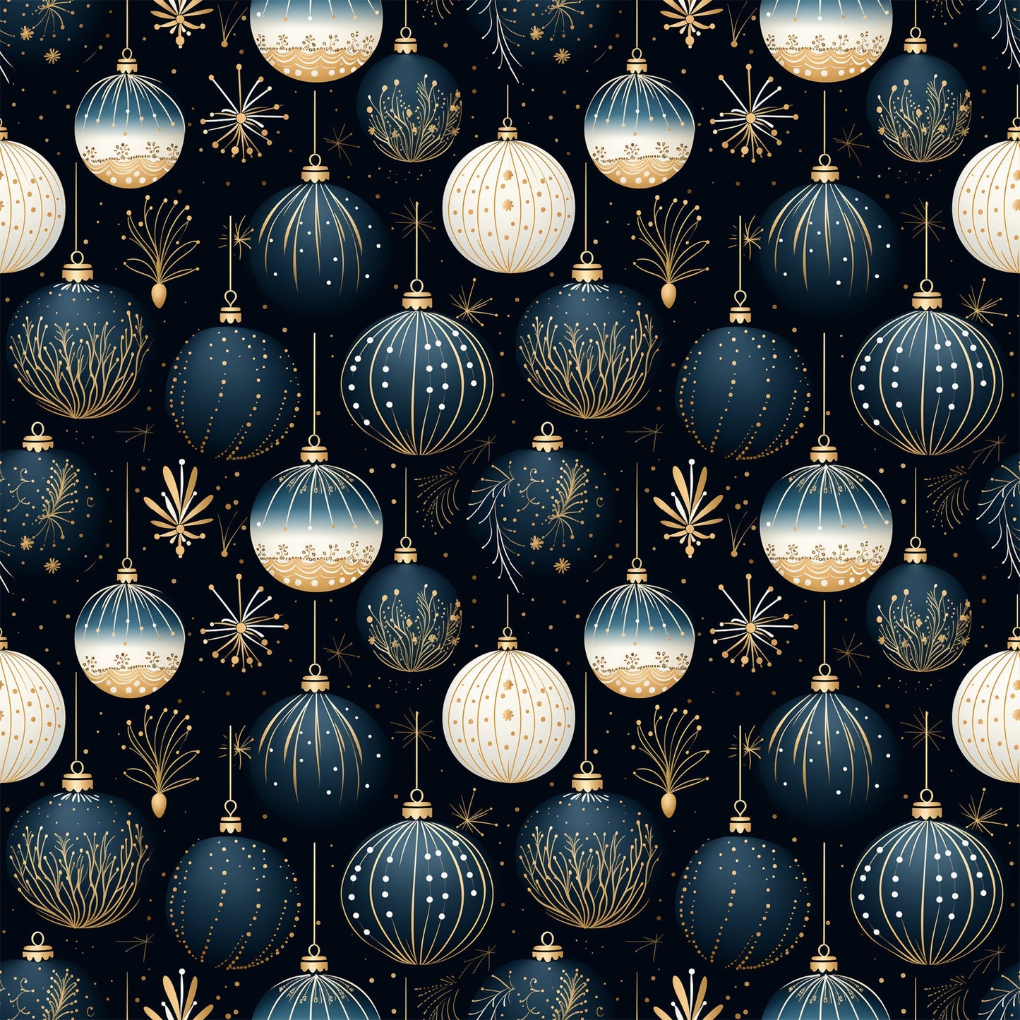 Navy and Cream Christmas Pattern 8 Quilting Cotton Fabric