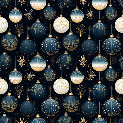 Navy and Cream Christmas Pattern 8 Quilting Cotton Fabric