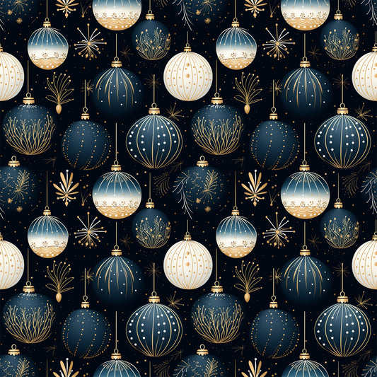 Navy and Cream Christmas Pattern 8 Quilting Cotton Fabric