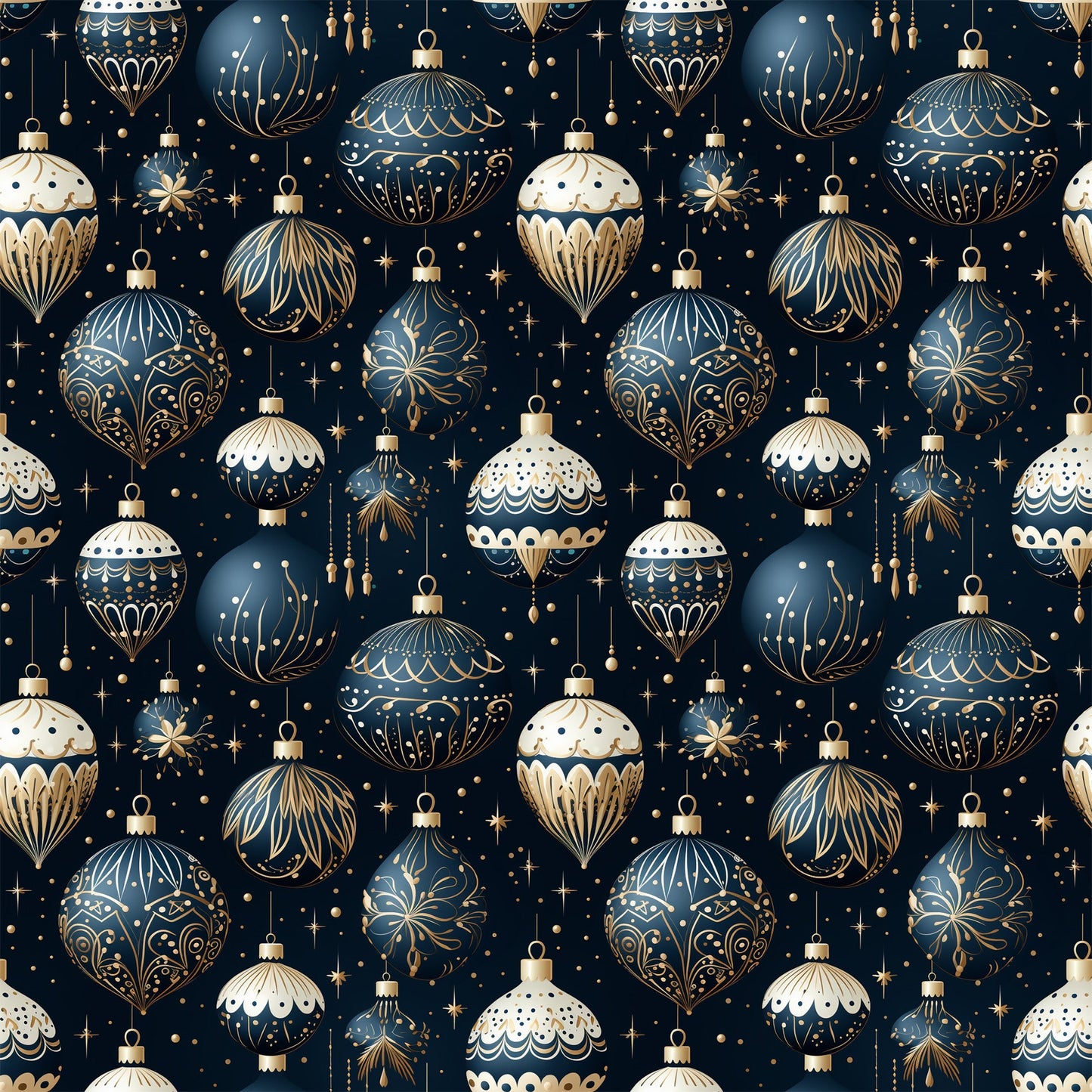 Navy and Cream Christmas Pattern 9 Quilting Cotton Fabric