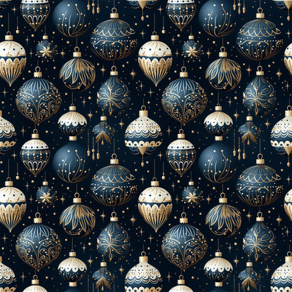 Navy and Cream Christmas Pattern 9 Quilting Cotton Fabric