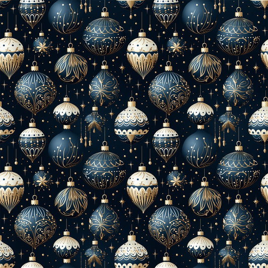 Navy and Cream Christmas Pattern 9 Quilting Cotton Fabric