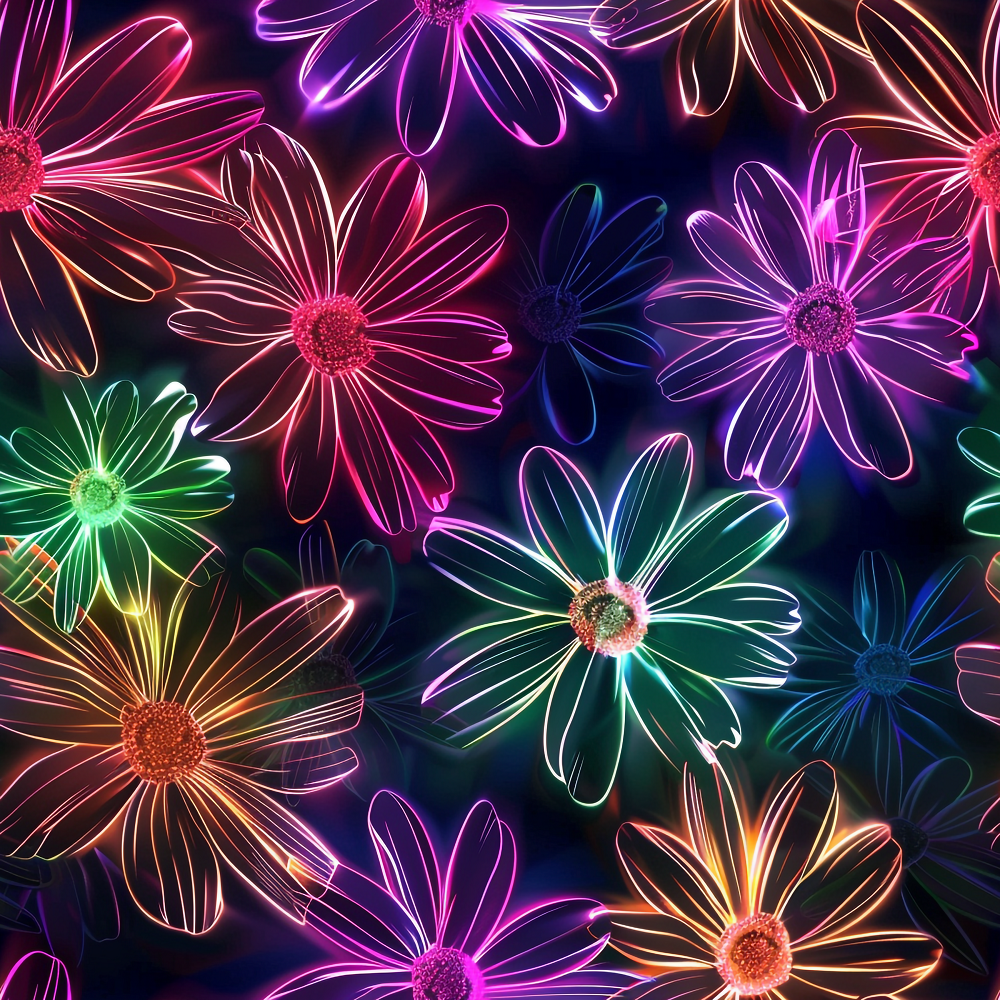 Neon Daisy Pattern 1 Minky Fabric