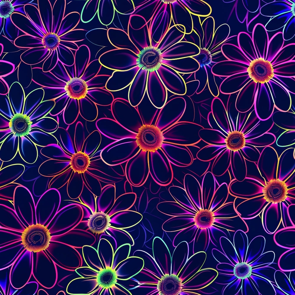 Neon Daisy Pattern 11 Minky Fabric