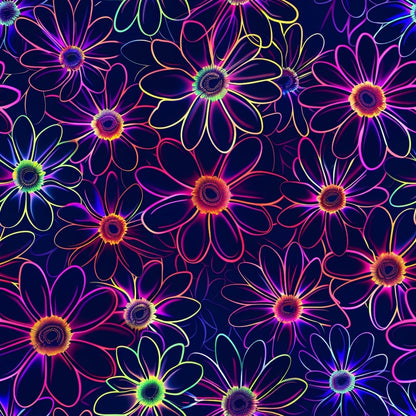 Neon Daisy Pattern 11 Minky Fabric