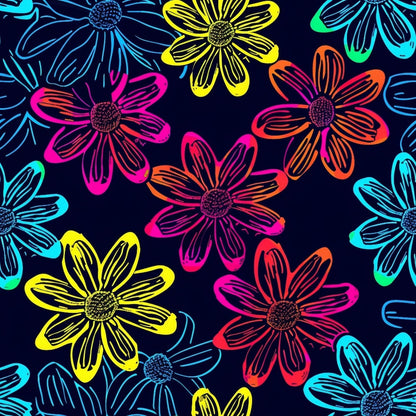 Neon Daisy Pattern 16 Minky Fabric