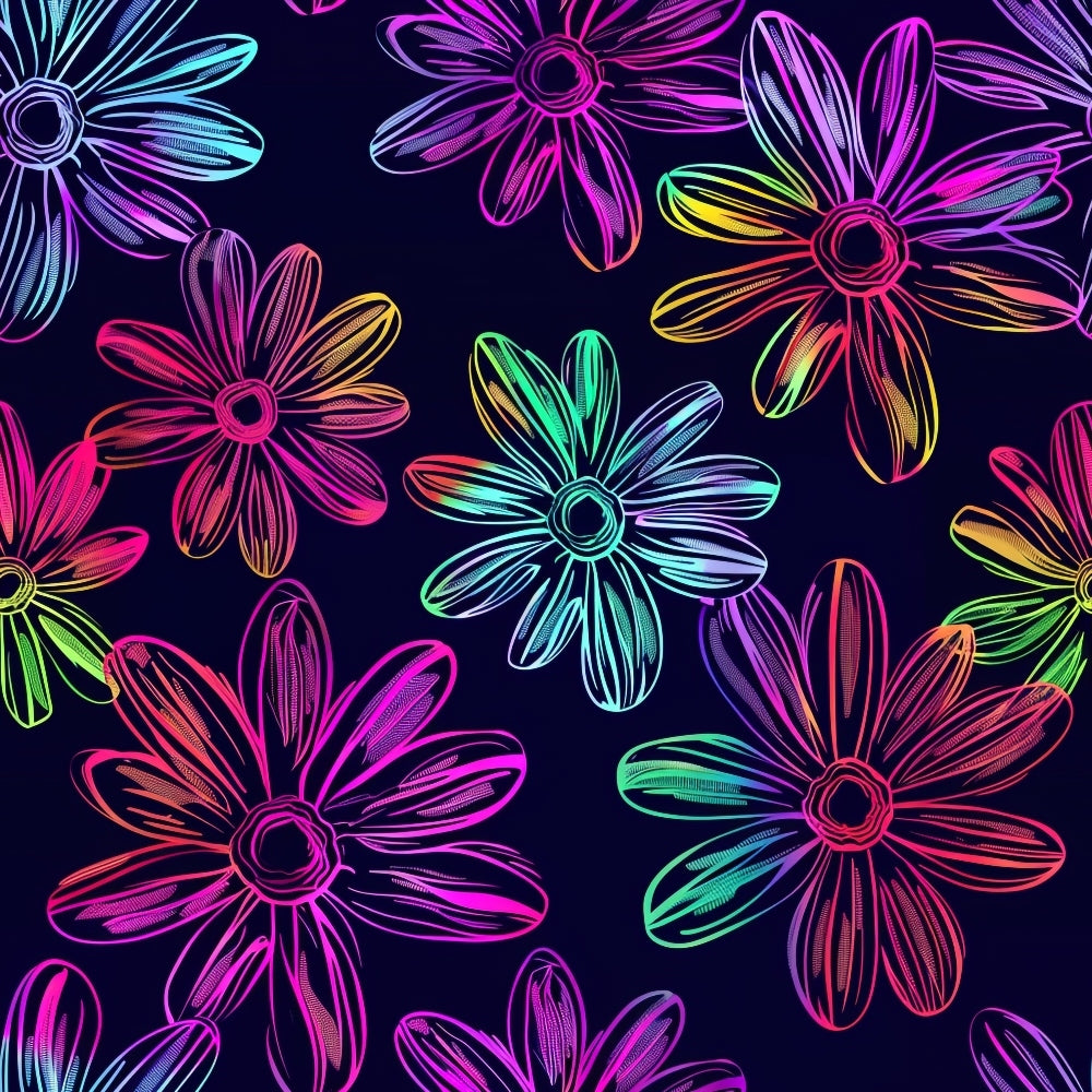 Neon Daisy Pattern 17 Minky Fabric