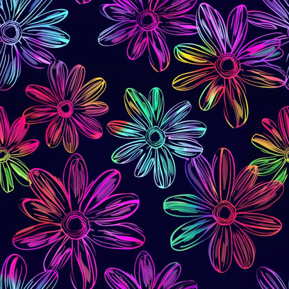 Neon Daisy Pattern 17 Minky Fabric
