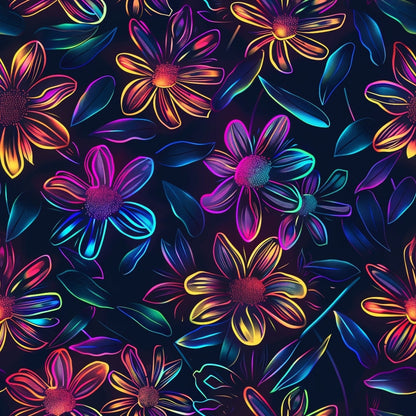 Neon Daisy Pattern 2 Minky Fabric