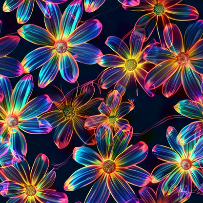 Neon Daisy Pattern 20 Minky Fabric