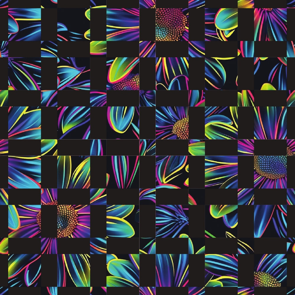Neon Daisy Pattern 23 Minky Fabric