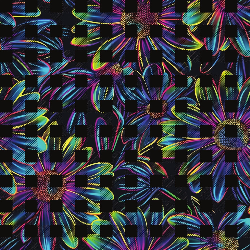 Neon Daisy Pattern 25 Minky Fabric