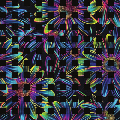 Neon Daisy Pattern 25 Minky Fabric