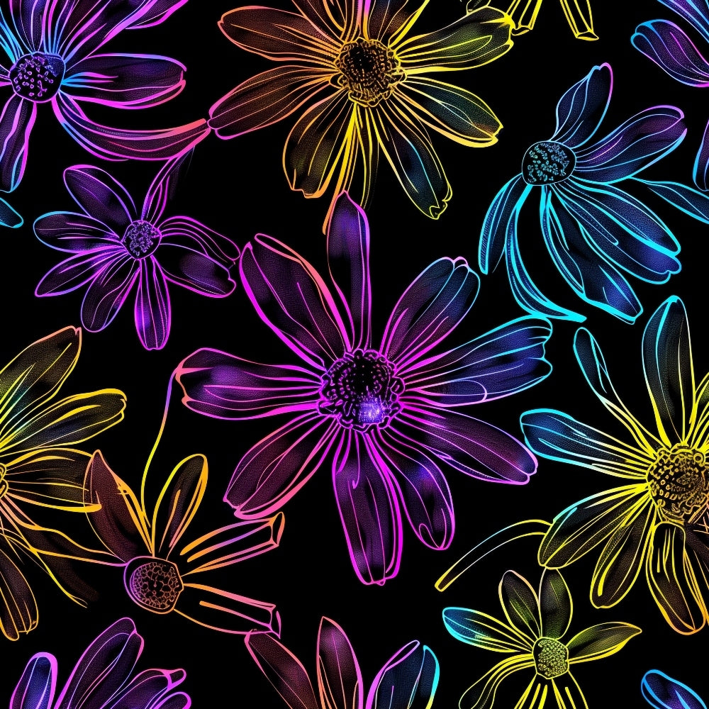 Neon Daisy Pattern 3 Minky Fabric