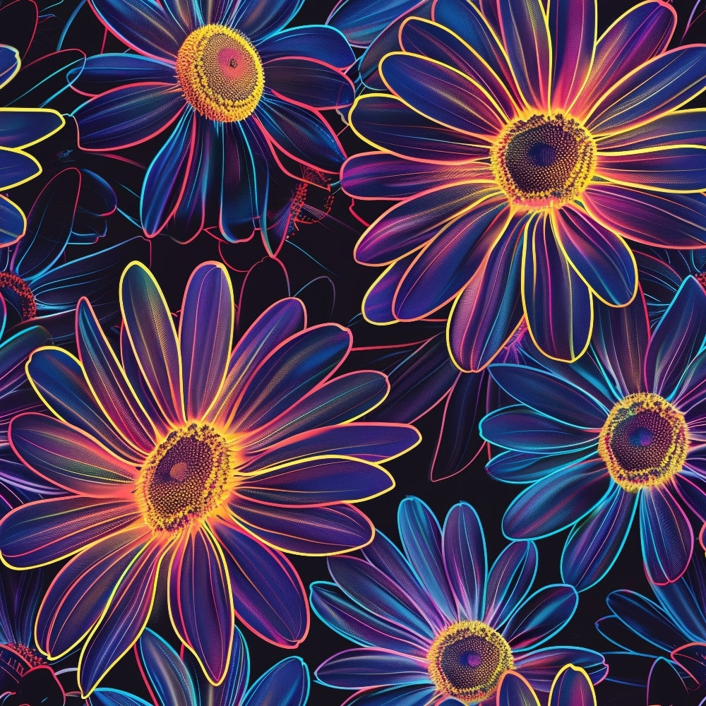 Neon Daisy Pattern 4 Minky Fabric