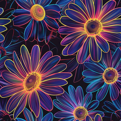 Neon Daisy Pattern 4 Minky Fabric