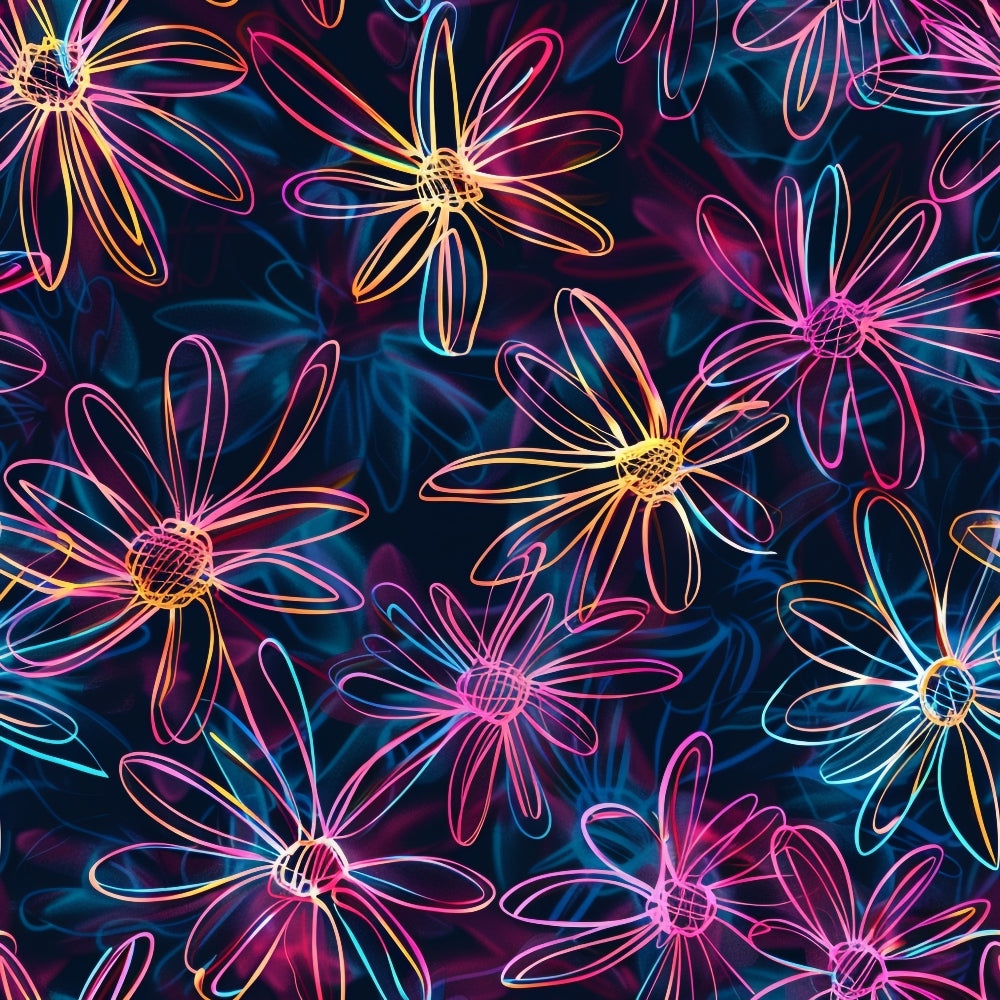 Neon Daisy Pattern 5 Minky Fabric