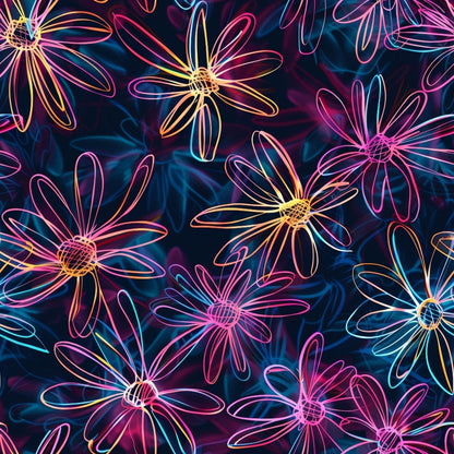 Neon Daisy Pattern 5 Minky Fabric