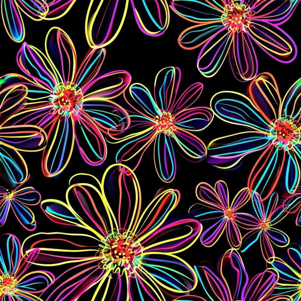 Neon Daisy Pattern 7 Minky Fabric