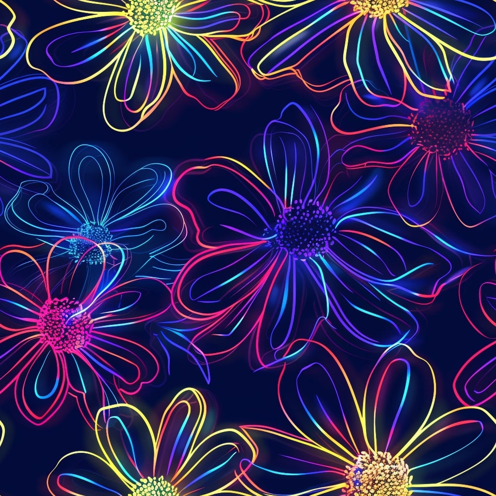 Neon Daisy Pattern 9 Minky Fabric