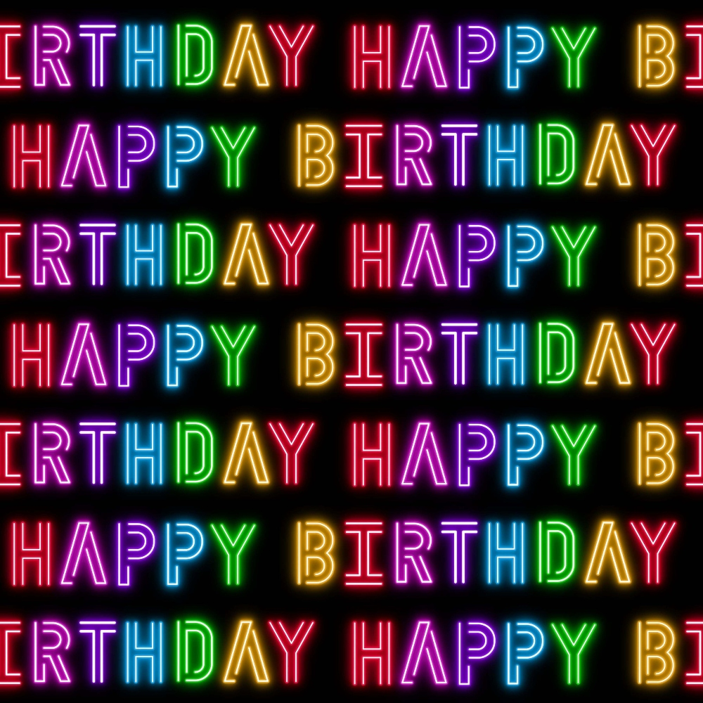 Neon Happy Birthday Minky Fabric