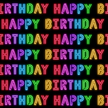 Neon Happy Birthday Minky Fabric