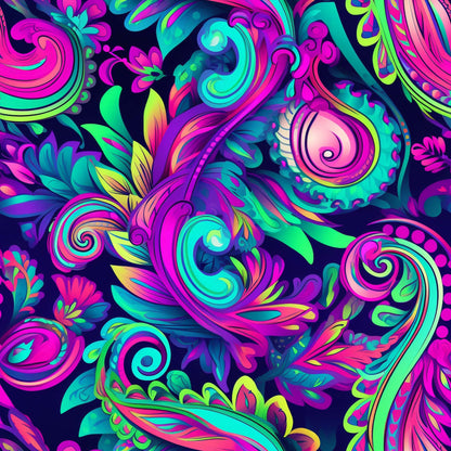 Neon Paisley Pattern 13 Quilting Cotton Fabric