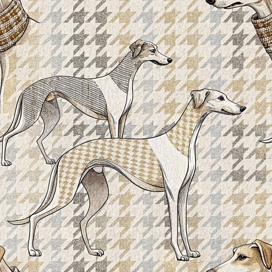 Neutral Houndstooth Pattern 10 Quilting Cotton Fabric