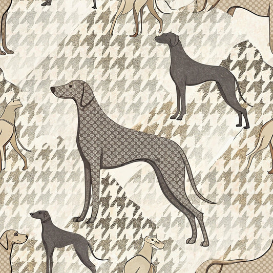Neutral Houndstooth Pattern 9 Quilting Cotton Fabric