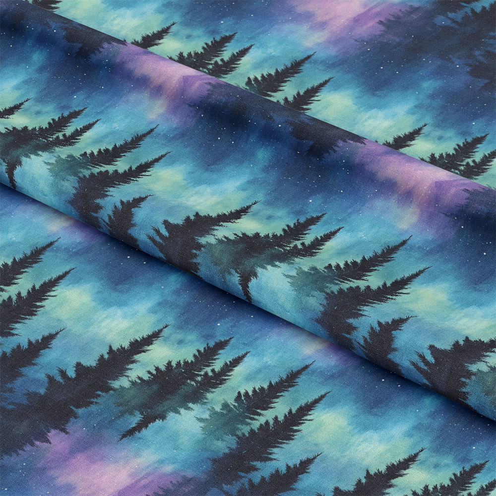 Northern Lights Forest Pattern 10 Quilting Cotton Fabric