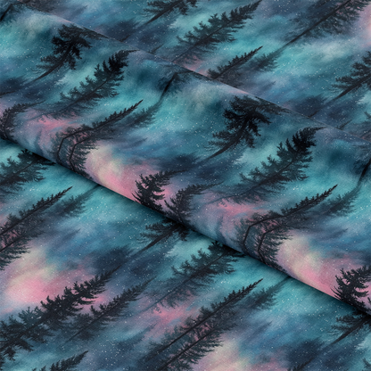 Northern Lights Forest Pattern 11 Quilting Cotton Fabric