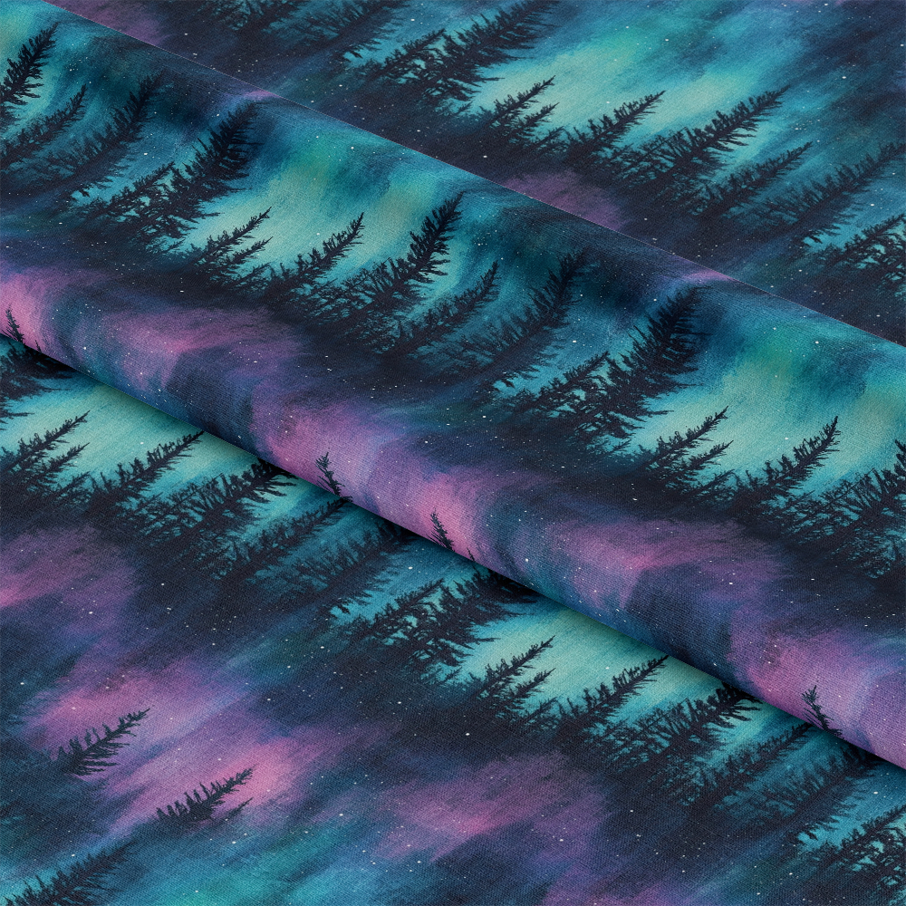 Northern Lights Forest Pattern 12 Quilting Cotton Fabric