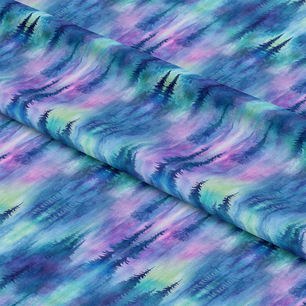 Northern Lights Forest Pattern 15 Quilting Cotton Fabric