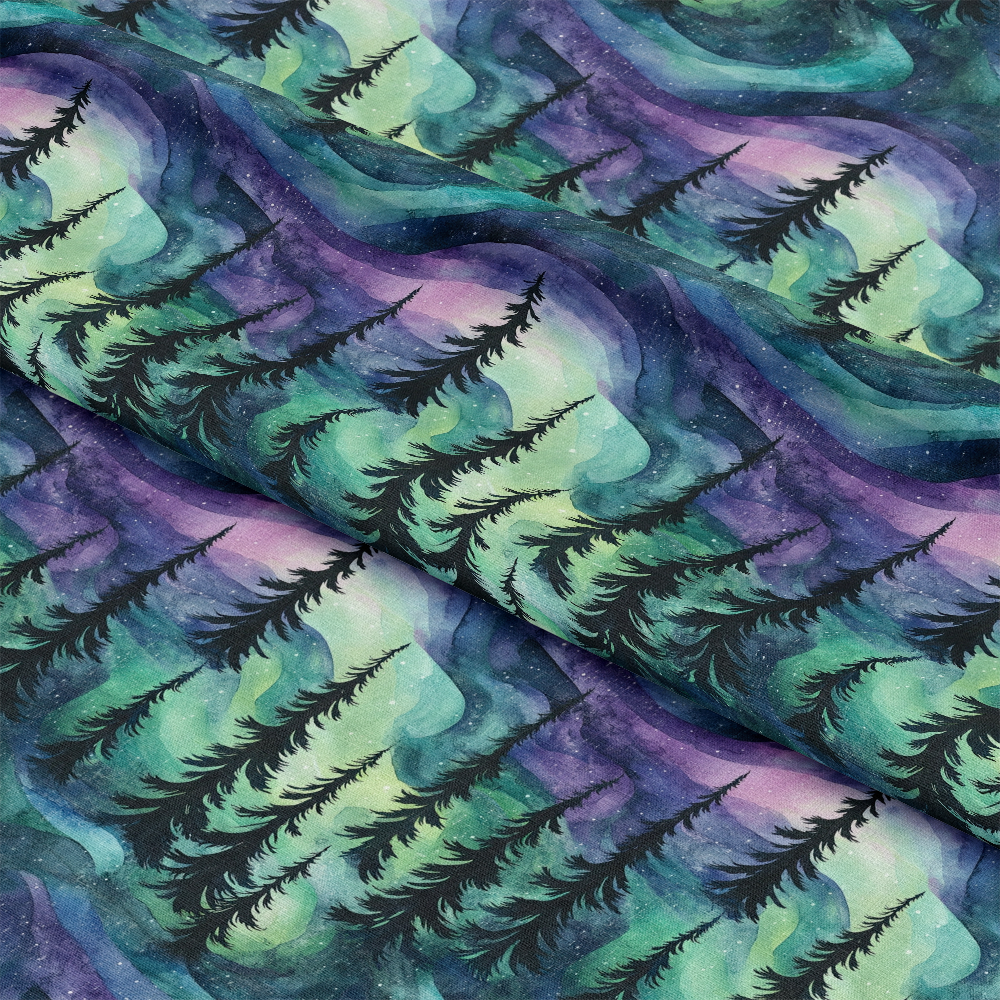 Northern Lights Forest Pattern 16 Quilting Cotton Fabric